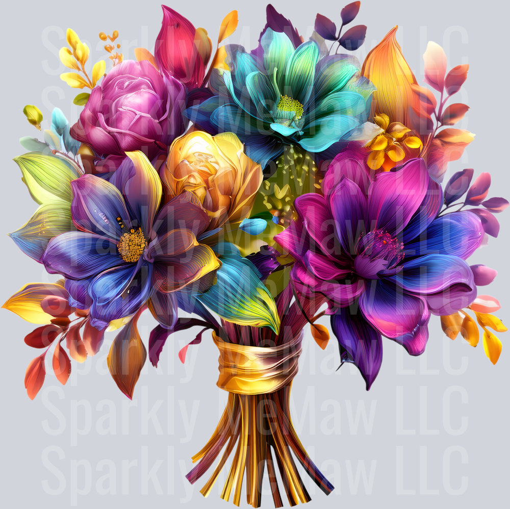 jewel tone floral clipart (77) UV DTF Decal