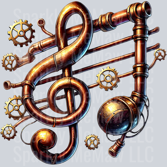 Musical Steampunk UV DTF Clip art Decal 10