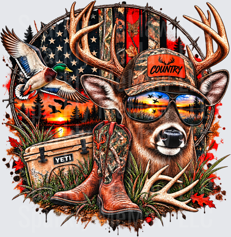 Country Buck Hunting Life UV DTF Decal