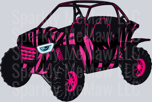 Pink and Black Off-Road UTV with LED Headlight UV DTF Decal