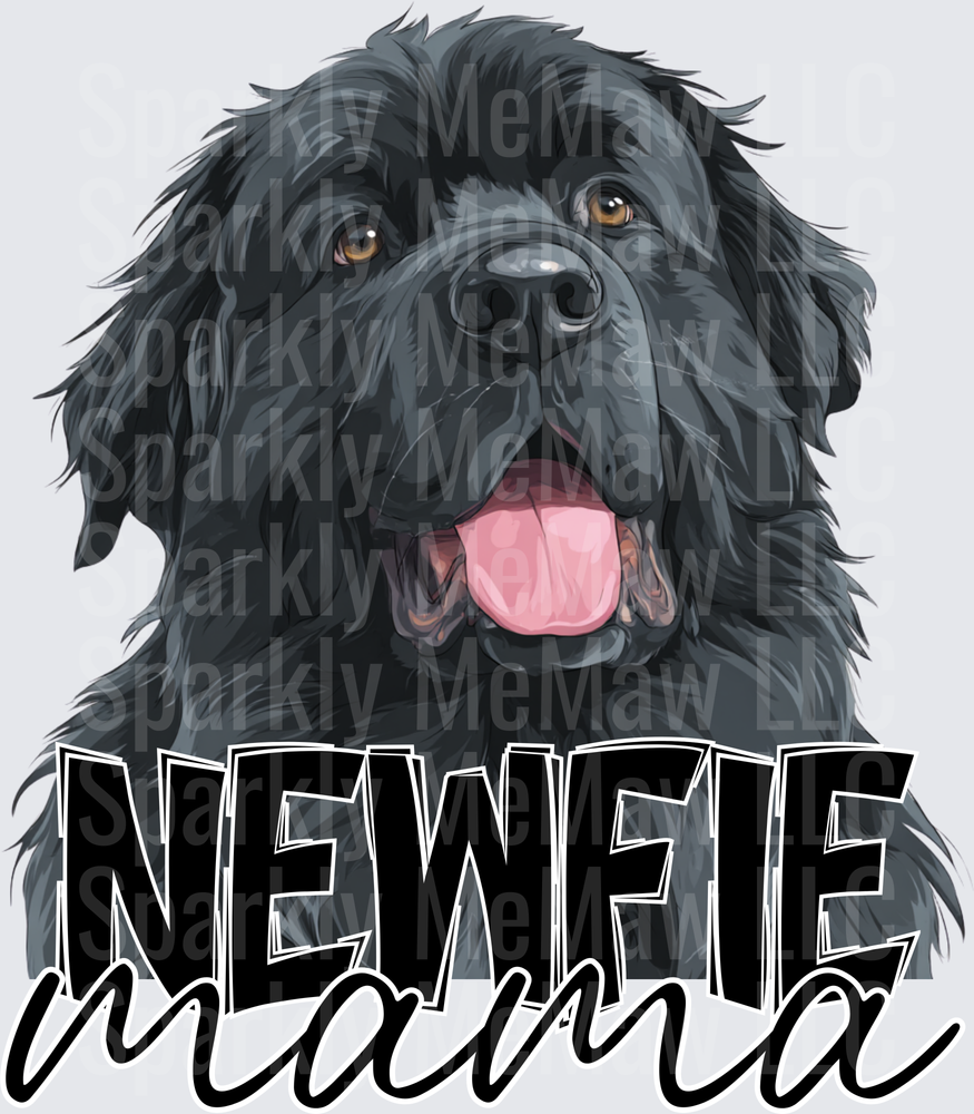 Newfie Mama Black Newfoundland Dog Portrait UV DTF Decal