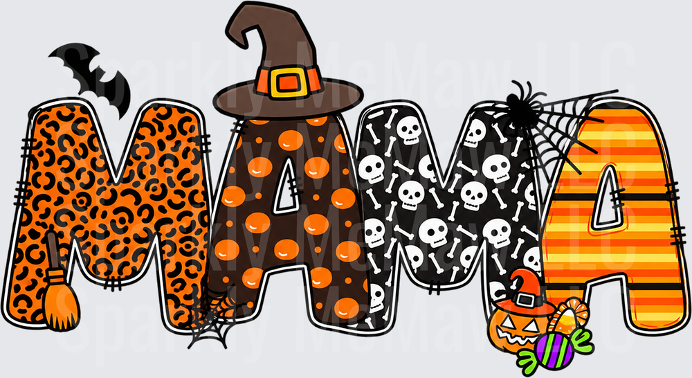 Halloween Mama Patterned Letters UV DTF Decal