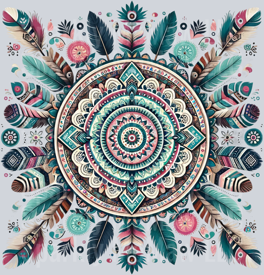 feathers mandala 3 Clip Art UV DTF Decal