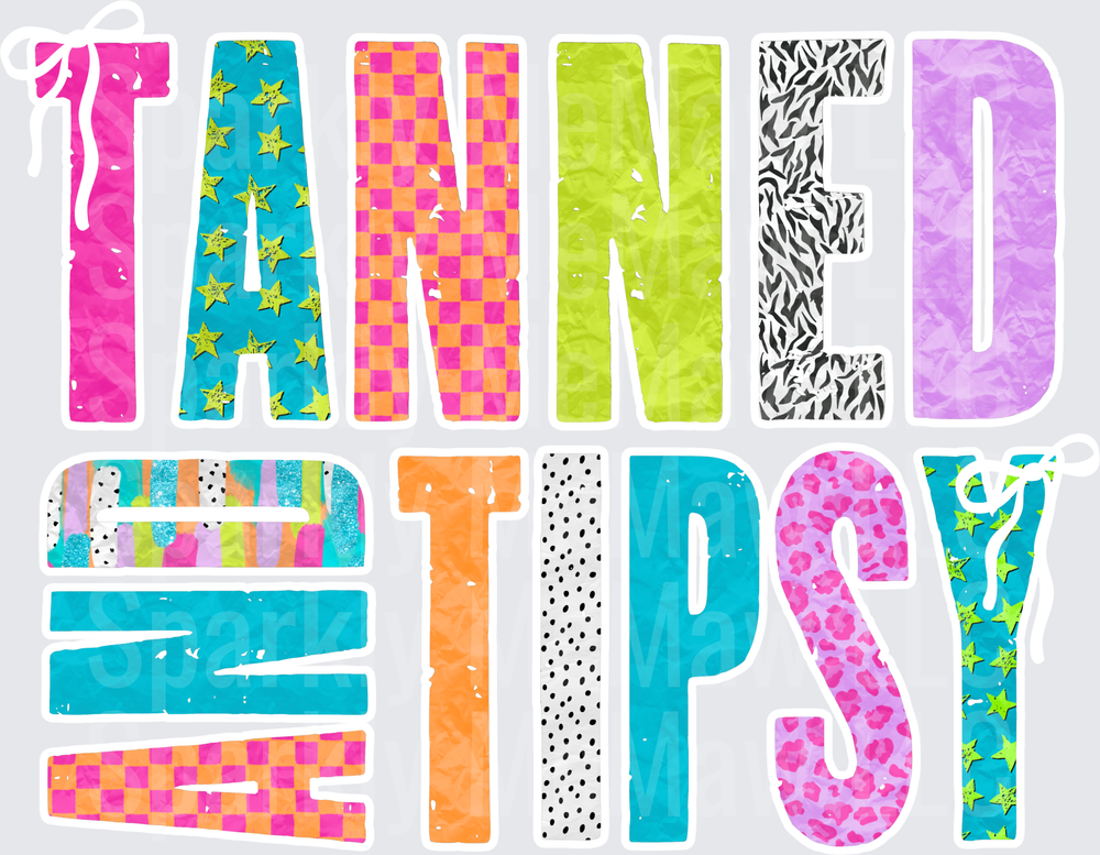 TANGLED AND TIPSY Colorful Patterned Letters UV DTF Decal