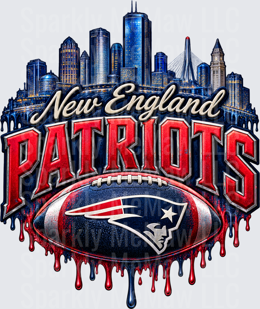New England Patriots Skyline Drip UV DTF Decal
