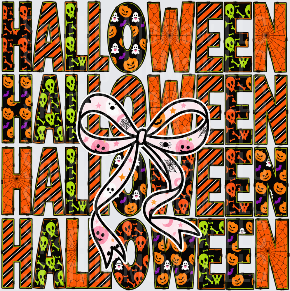 Halloween Stacked Text Bow UV DTF Decal