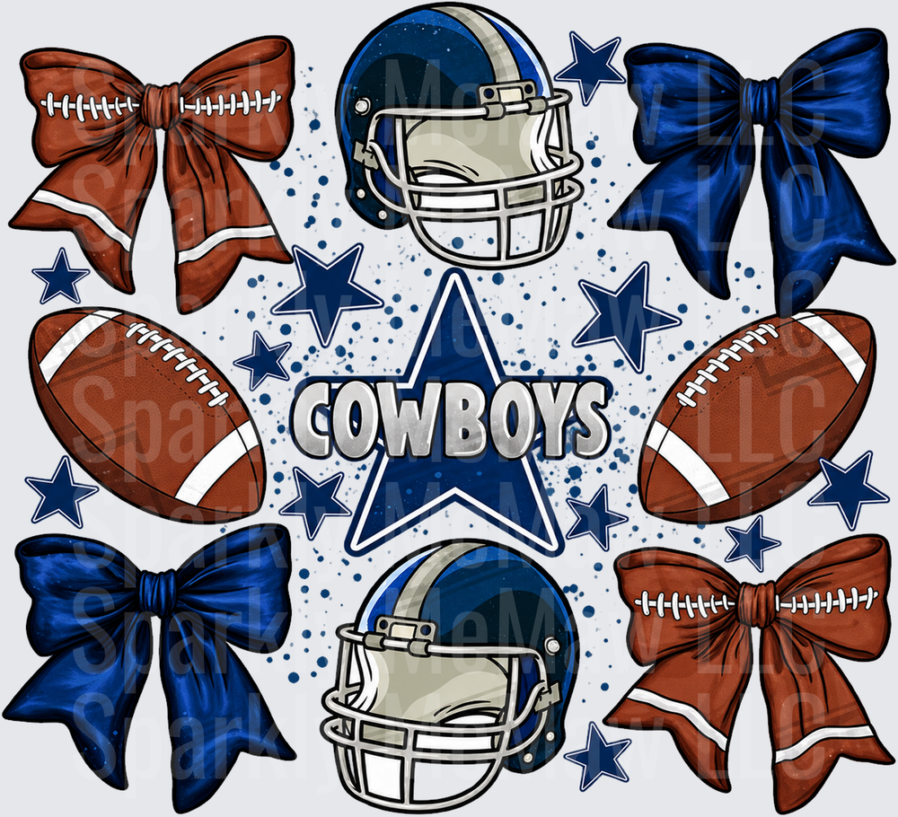 Dallas Cowboys Bows and Helmets DTF Transfer for Fabrics