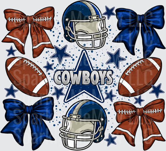 Dallas Cowboys Bows and Helmets DTF Transfer for Fabrics