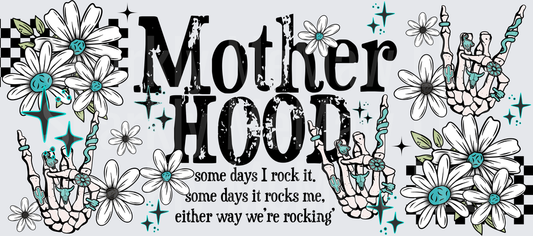Mother Hood Rock Hand Signs Daisies Checkered Pattern Design