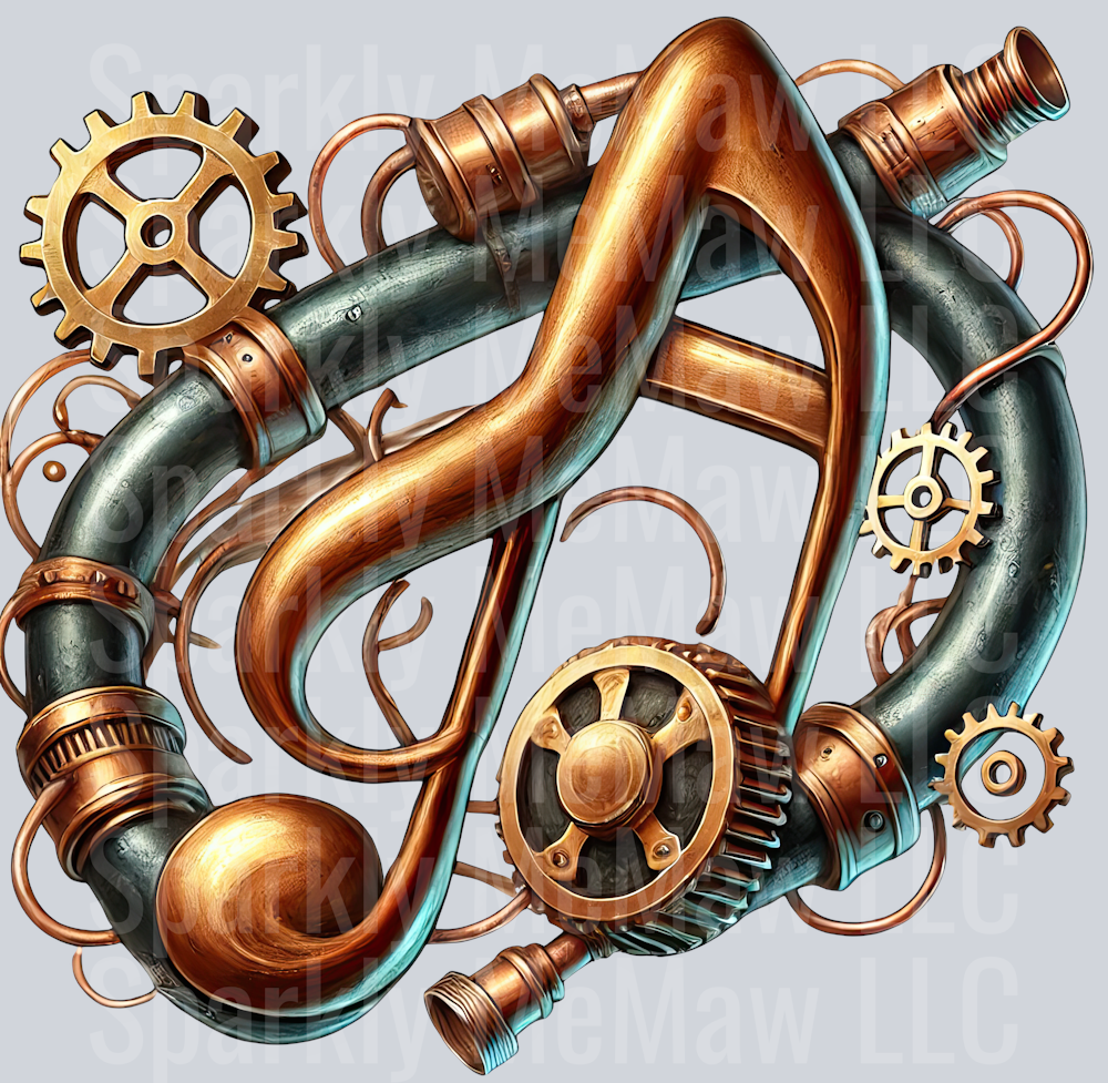 Musical Steampunk UV DTF Clip art Decal 6