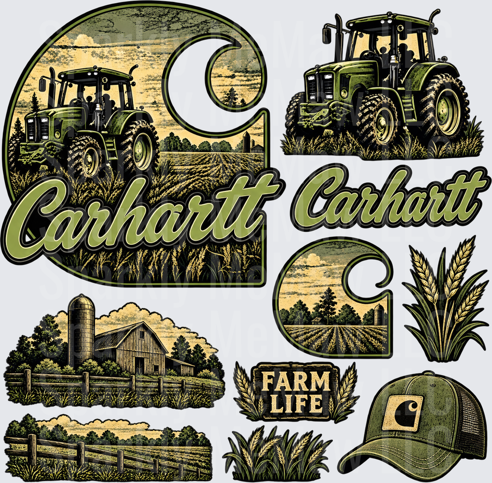 Carhartt Farm Life Tractor Sheet is a 10 inch cut and stick UV Decal Sheet