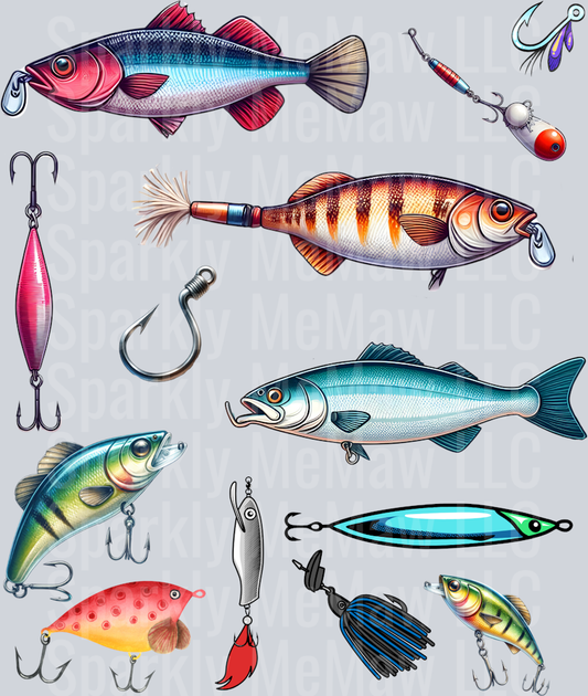 Fishing.Lures.UV DTF Element Sheet
