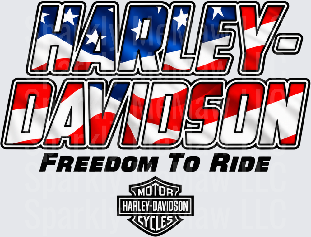 Harley-Davidson Freedom To Ride American Flag is a DTF Transfer for Fabrics