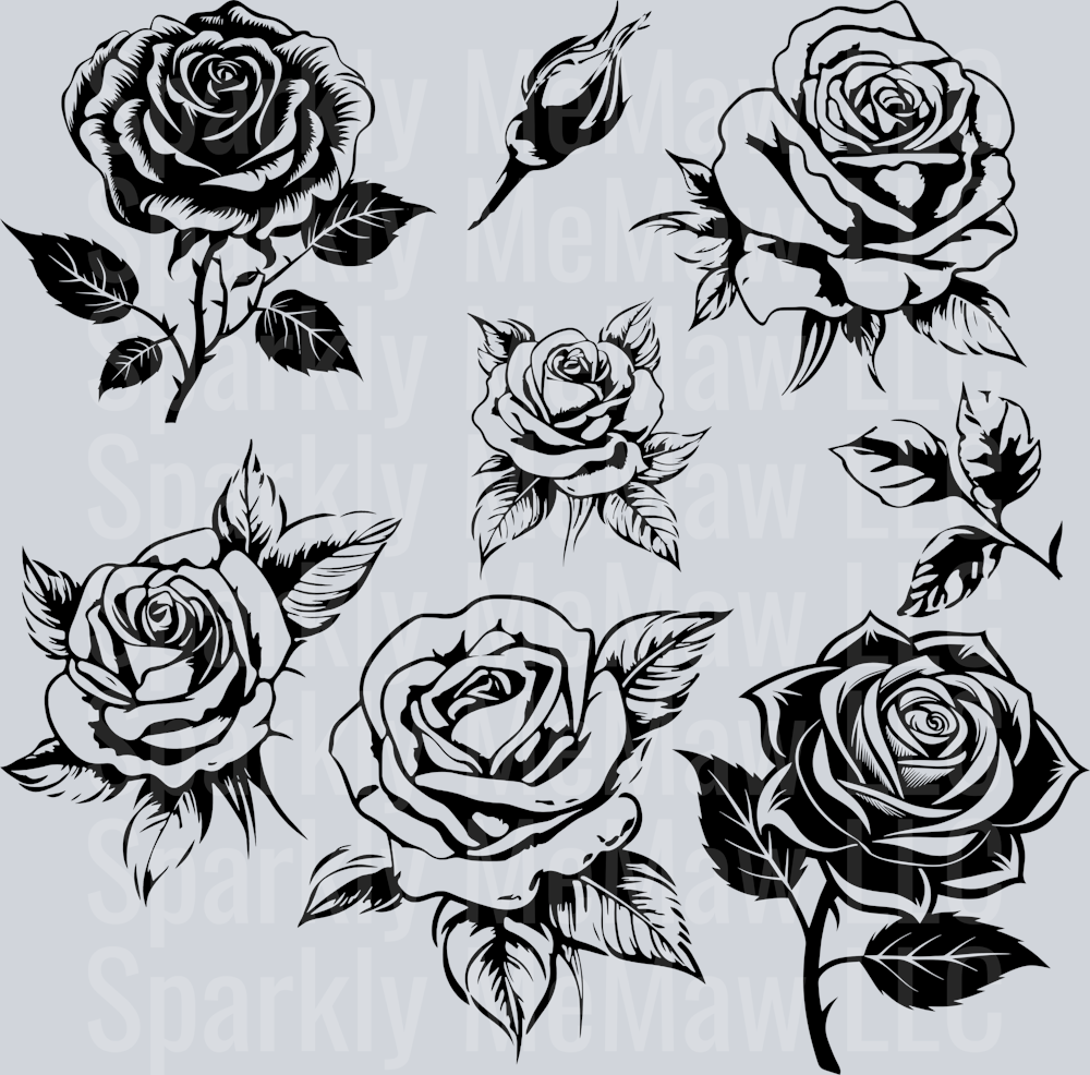 Silhouette Roses 10x10 UV DTF Sheet