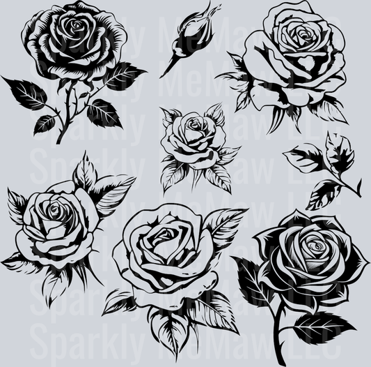 Silhouette Roses 10x10 UV DTF Sheet
