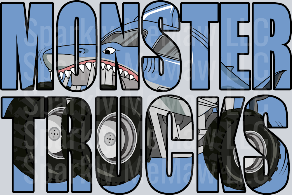 monster trucks megalodon UV DTF Decal