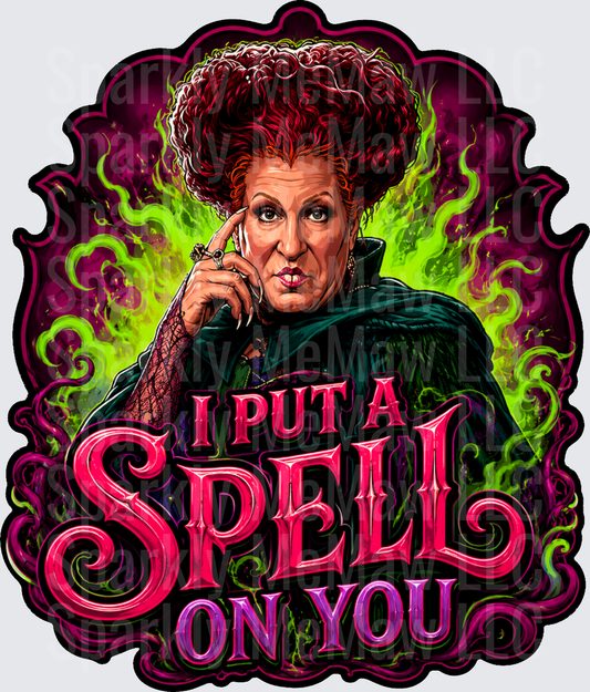 Winifred Sanderson Hocus Pocus I Put A Spell On You Halloween Witch Green Flame DTF Transfer for Fabrics