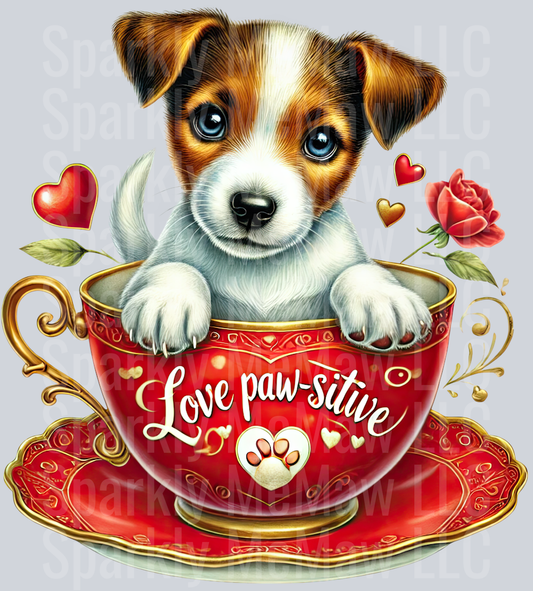 Valentines Cup Puppy  UV DTF Decal 46