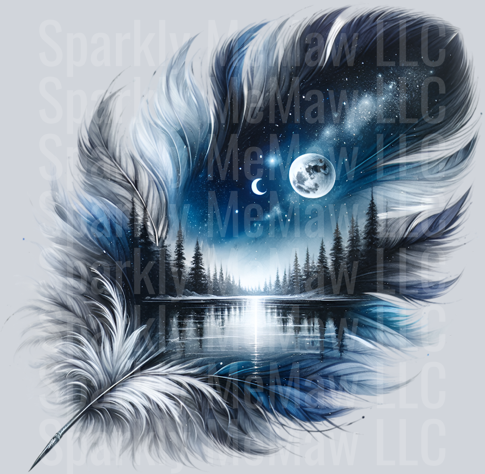 Fantasy Scenic Feather UV DTF Decal 2