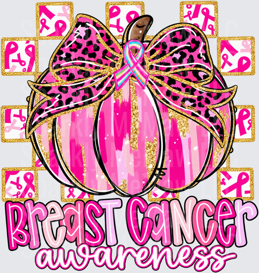 Pink Pumpkin Breast Cancer Awareness UV DTF Decal