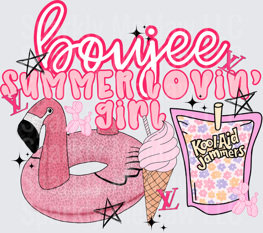 Hot Girl Summer Vibes Pink Flamingo Pool Float Ice Cream UV DTF Decal