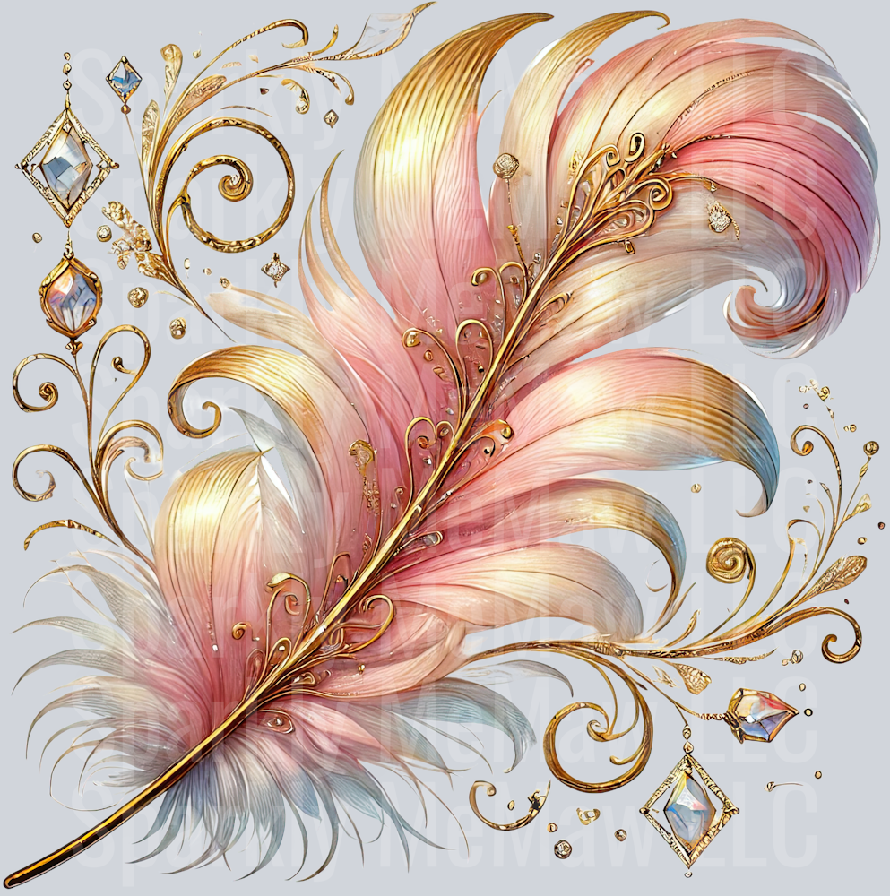 8 Fancy Feathers UV DTF Clip Art Decal