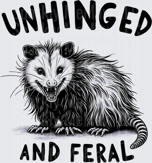 Unhinged and Feral Angry Possum Black and White Illustration UV DTF Decal
