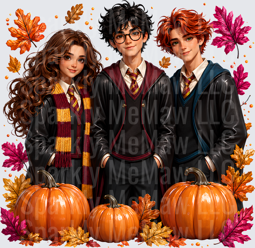 Hogwarts Trio Fall Harvest UV DTF Decal