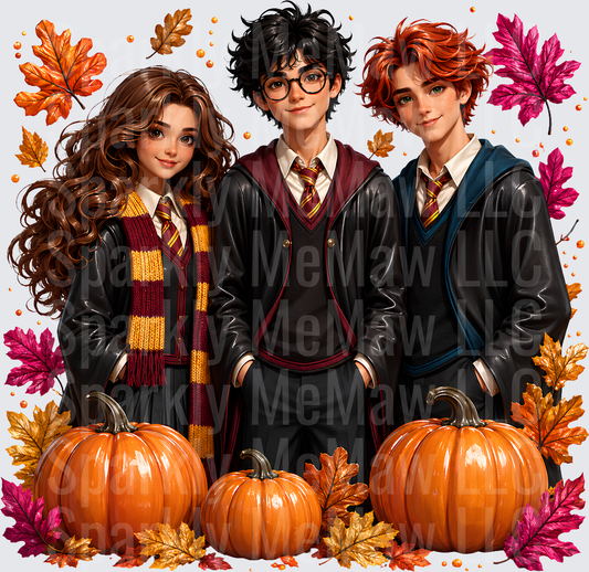 Hogwarts Trio Fall Harvest UV DTF Decal