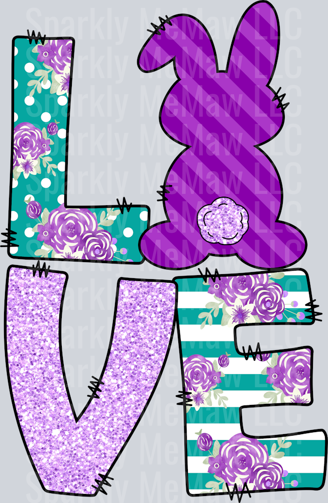 Love Bunny 2 Purple UV DTF Decal