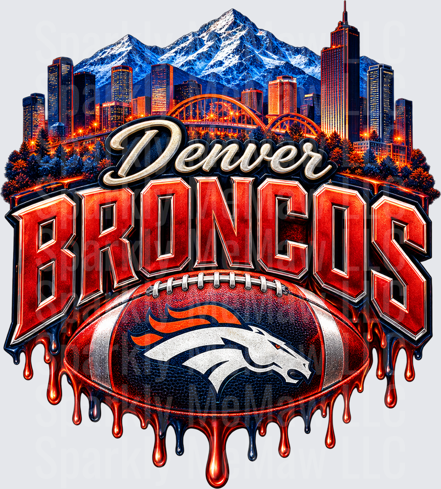 Denver Broncos Skyline UV DTF Decal