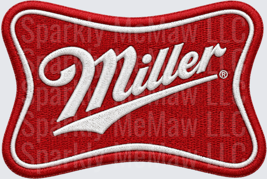 Miller Beer Logo Red Embroidered Patch Style Design UV DTF Decal