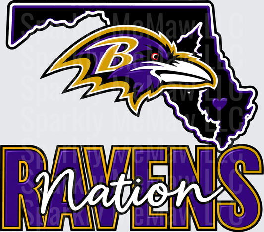 Baltimore Ravens Nation Maryland State UV DTF Decal