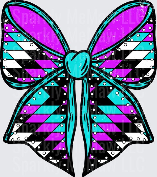 Vibrant Purple Teal Geometric Butterfly with White Dots UV DTF Decal