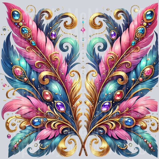 16 Fancy Feathers UV DTF Clip Art Decal