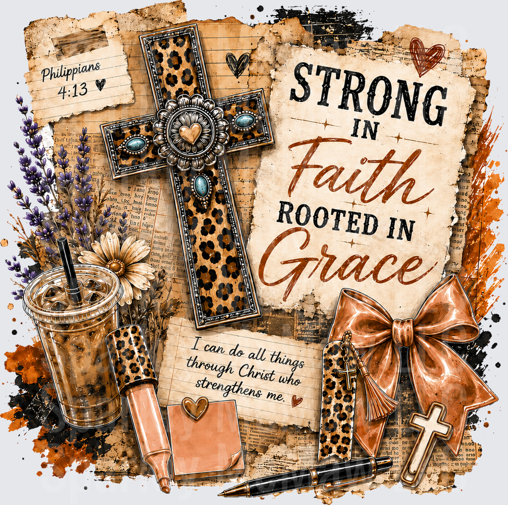 Strong In Faith Rooted Grace UV DTF Decal