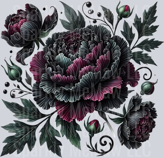 9 Gothic Flowers Clip Art UV DTF Decal