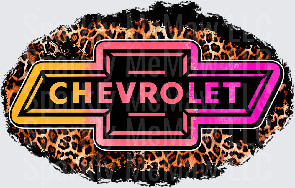 Chevrolet Bowtie Leopard Print is a DTF Transfer for Fabrics