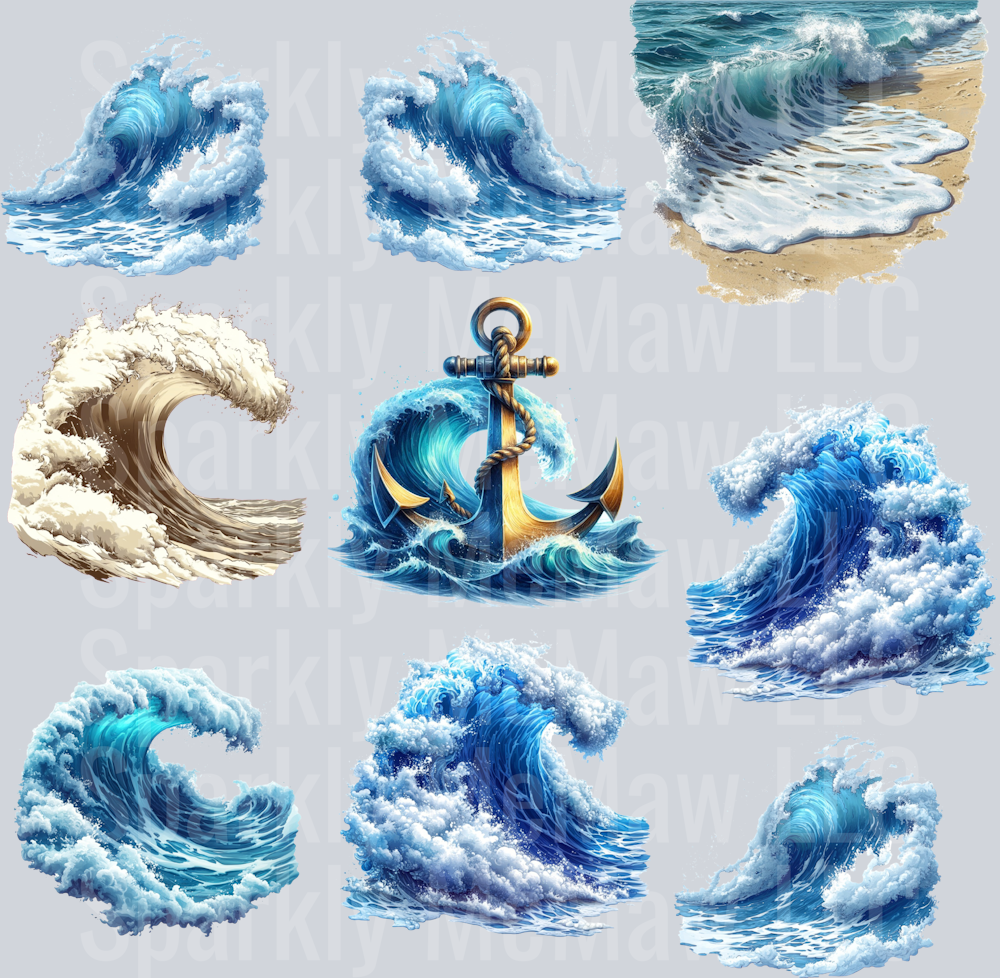 Ocean Waves 10x10 UV DTF Sheet