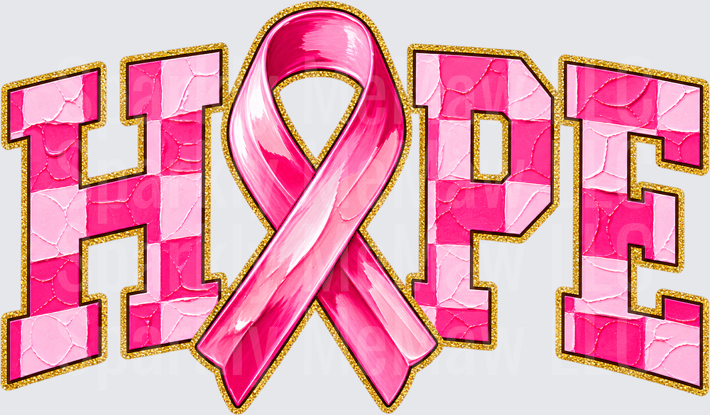 HOPE Breast Cancer Ribbon Pink this is a UV DTF Decal