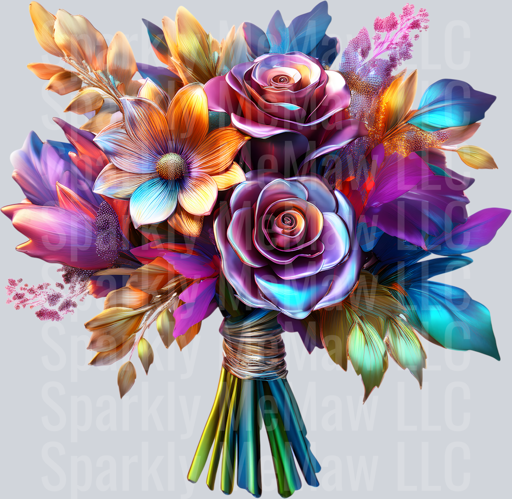 jewel tone floral clipart (116) UV DTF Decal
