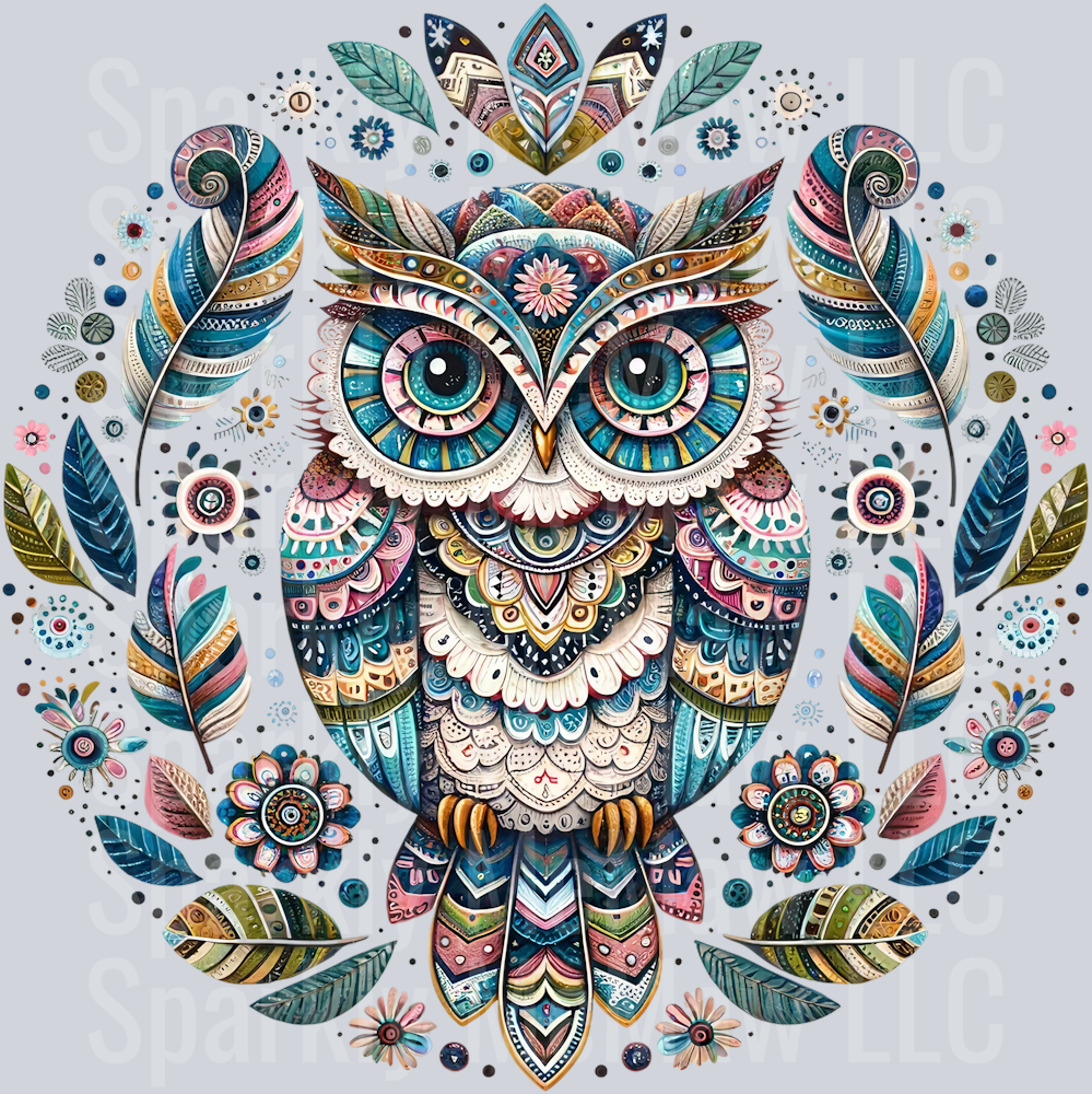 owl mandala 5 Clip Art Decal