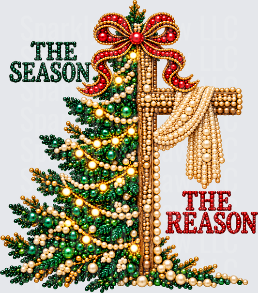 Bead Art Cross Christmas Tree UV DTF Decal