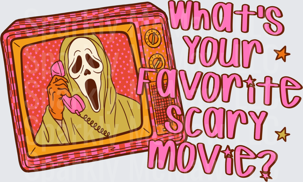 Scream Ghostface What's Your Favorite Scary Movie Retro TV UV DTF Decal