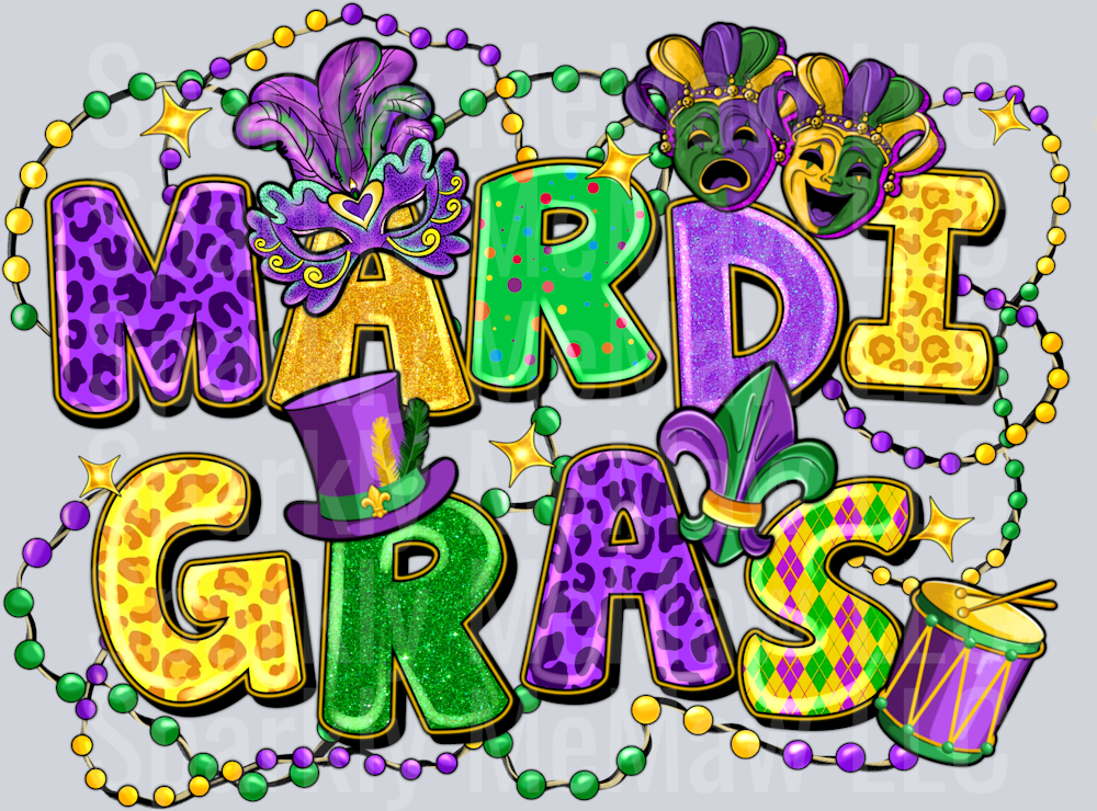 Mardi Gras Western DTF Transfer