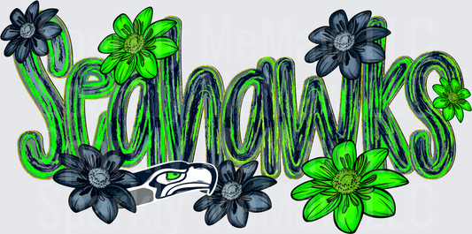 Seahawks Floral Design UV DTF Decal