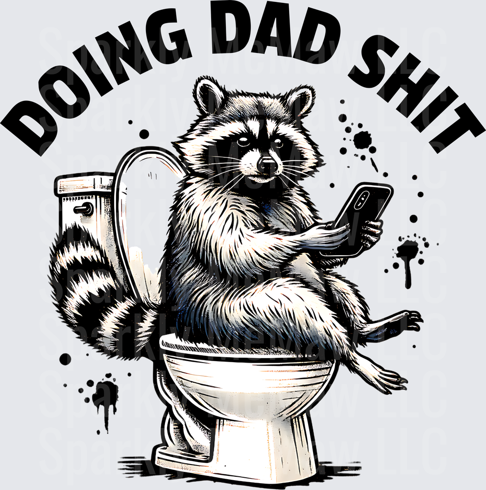 Doing Dad Shit Raccoon on Toilet with Phone UV DTF Decal