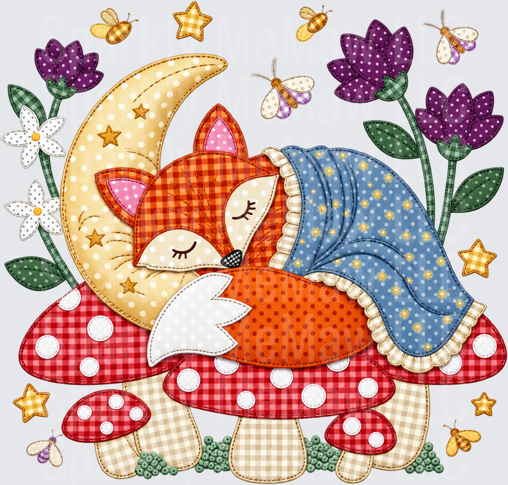 Sleeping Fox Mushroom Moon UV DTF Decal