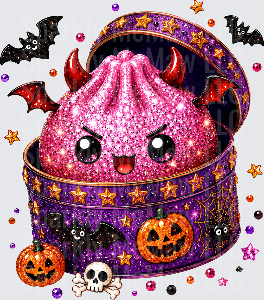Glittery Halloween Devil Slime Box is a UV DTF Decal