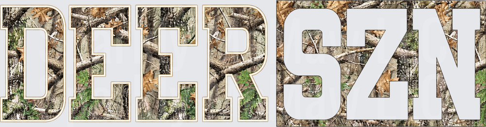 Deer SZN Camo Text UV DTF Decal